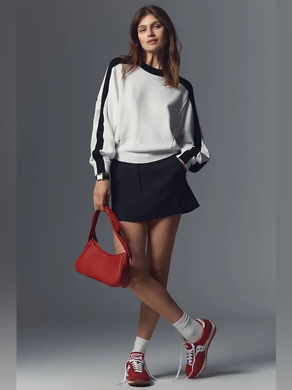 NWT Maeve White and Black Colorblock Sweater, Size XL